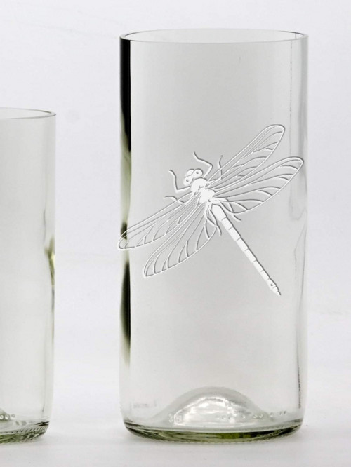 2x Eko sklenice, z lahve vína čirá (16 cm) Vážka