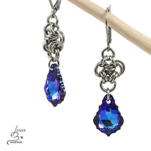 Náušnice Swarovski baroko Heliotrope s filigrány