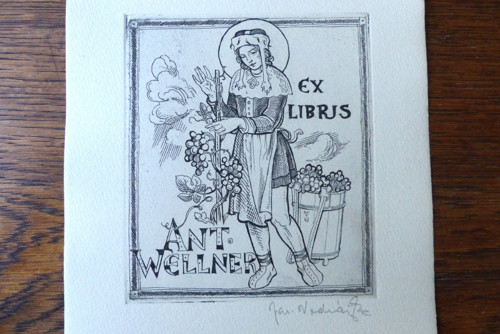 Jaroslav Vodrážka, grafika, Ex Libris Ant.Wellner — foto 1