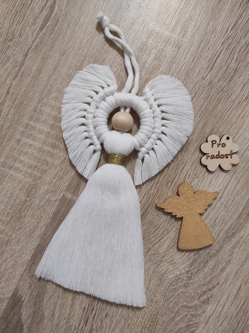 Macramé anděl - bílý — foto 1