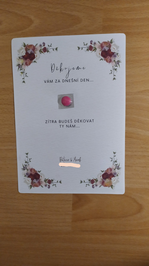 Poděkování svatebčanům - ibalgin