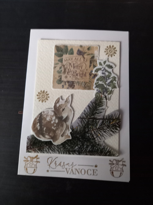 Přání Vánoce plus obálka,Ruční výroba