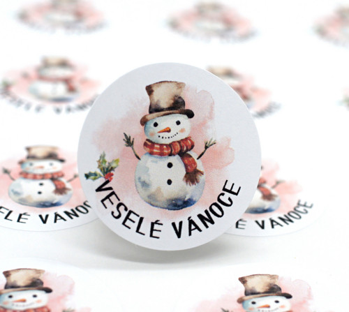 Veselé Vánoce sněhulák 24 ks - malé