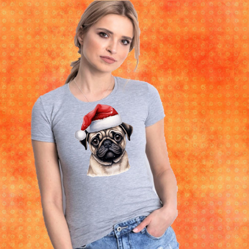 Mops Dámské Vánoční Tričko M-L