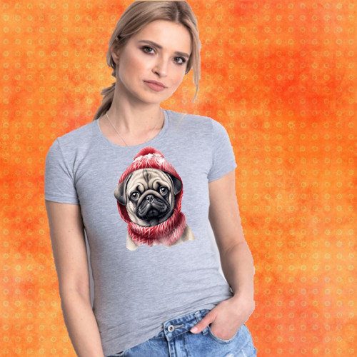 Mops Dámské Vánoční Tričko M-L