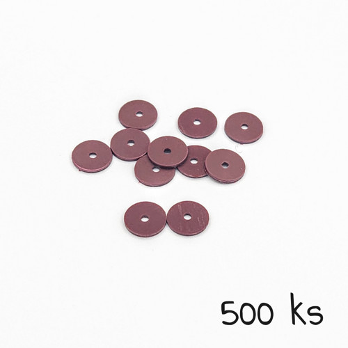 Kulaté flitry 6 mm, hnědé matné, cca 500 ks
