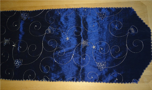 Vánoční běhoun modro zlatý 40/146 cm