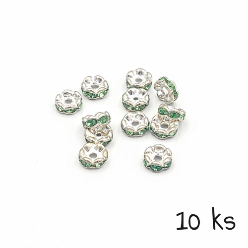 Štrasové rondelky 6 mm, zelené, 10 ks