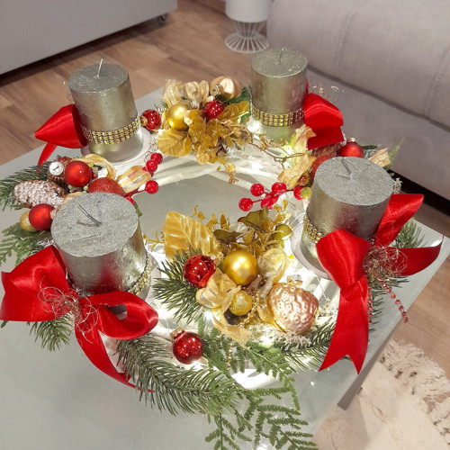 Adventní věnec 41 cm se světýlky