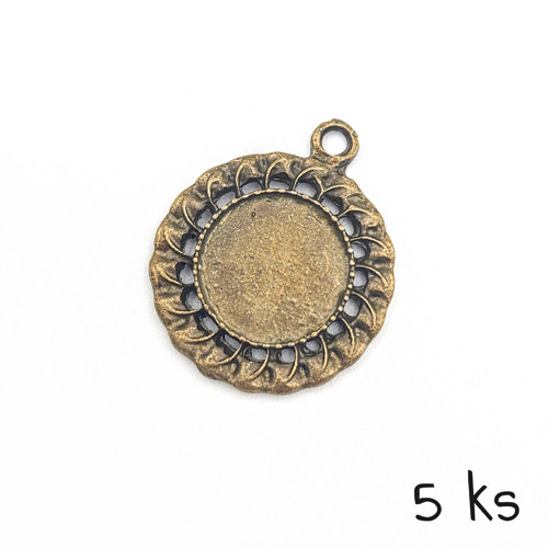 Bronzové lůžko - přívěsek, 20 mm, 5 ks
