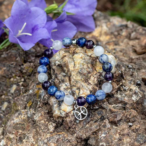 Minerální náramek - Ryby - Ametyst, lapis lazuli