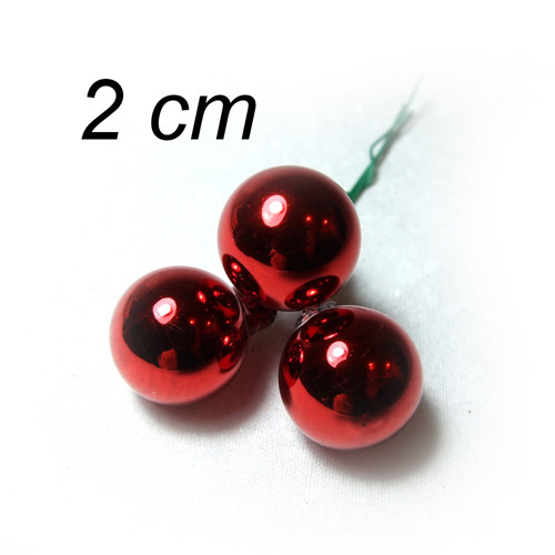 Skleněné baňky červené lesk 2 cm