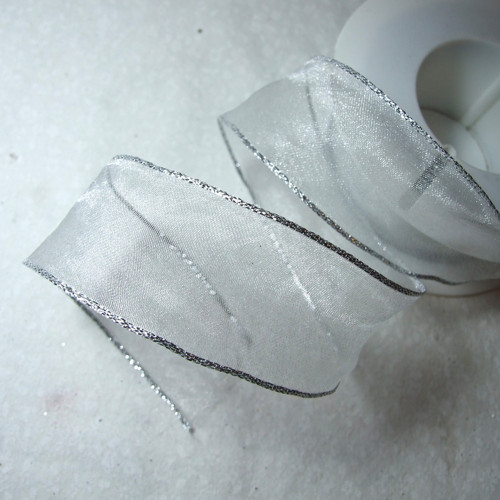 Stuha šifónová bílá - š. 4 cm; 1 m