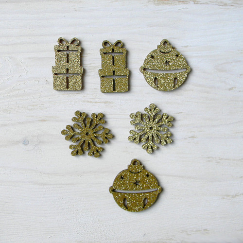 Dřevěné výřezy metalické 4cm - sada 6ks
