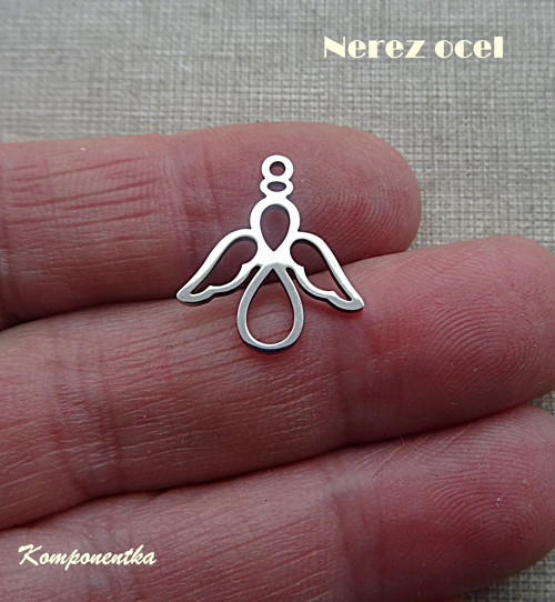 Přívěšek andělíček nerez ocel 18x16mm 1kus
