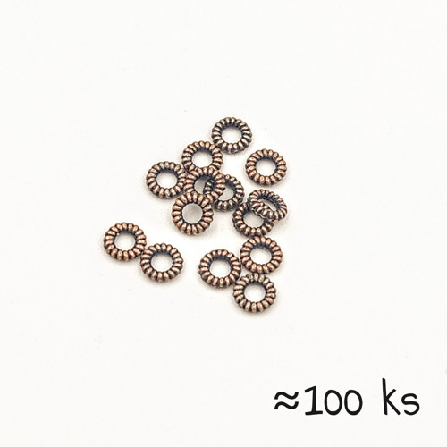 Korálky "věneček" 4,5 mm měděné, cca 100 ks
