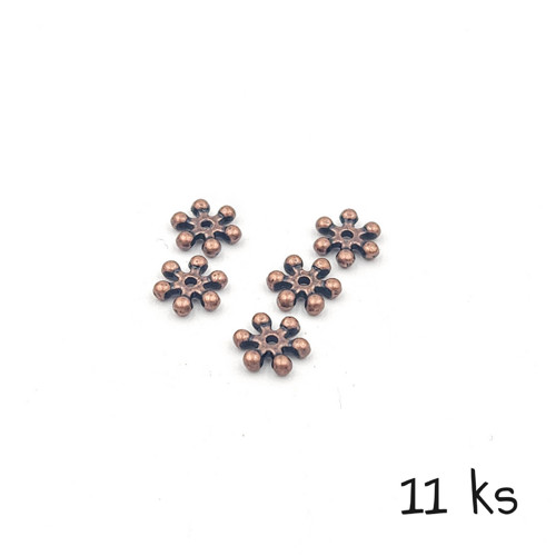 Korálky Daisy 8 mm měděné, 11 ks