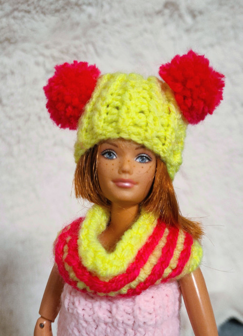 Čepice a nákrčník pro Barbie