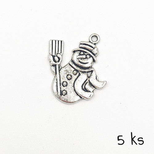 Sněhulák s koštětem, 28x24 mm, 5 ks
