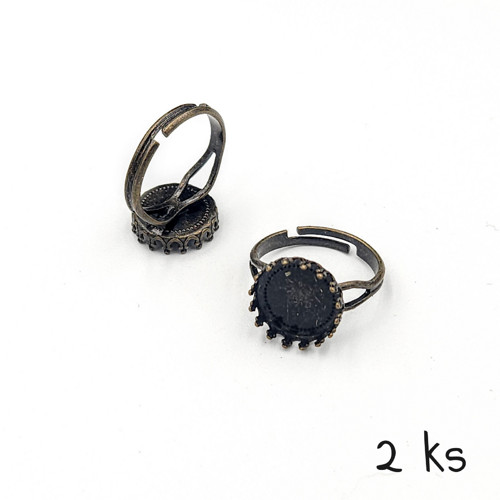 Základ na prsten tm. bronz, lůžko 12 mm, 2 ks