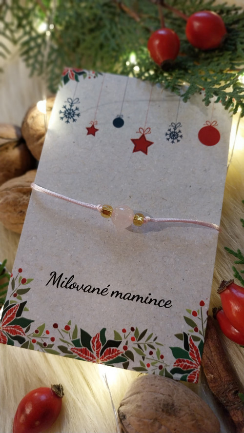 Náramek s růženínem pro maminku - vánoční karta