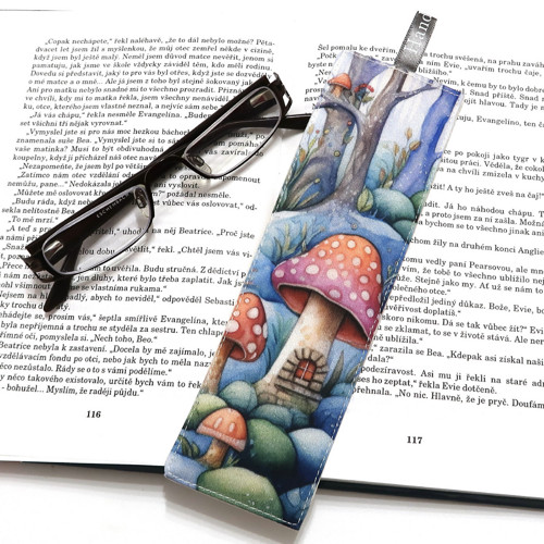 LESNÍ CHALOUPKA - textilní záložka do knihy