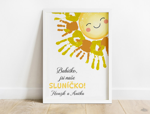 Plakát na otisky ruky "sluníčko" s věnováním