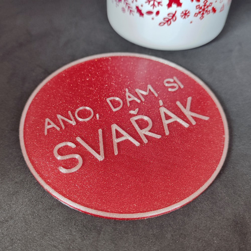 Vánoční podtácek "Svařák" (červený) — foto 1