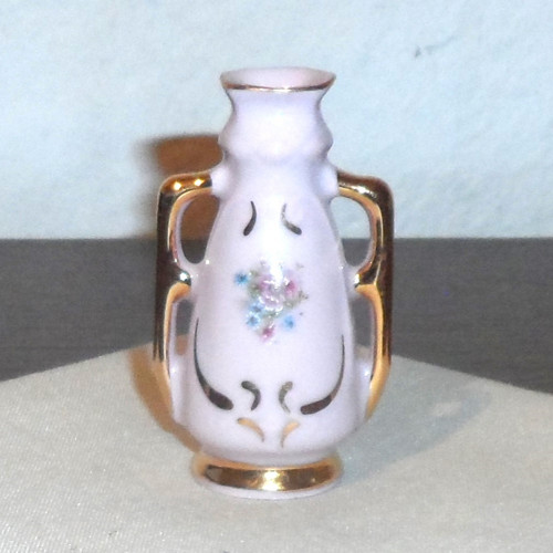 Růžový porcelán, VÁZIČKA zlacená, amfora