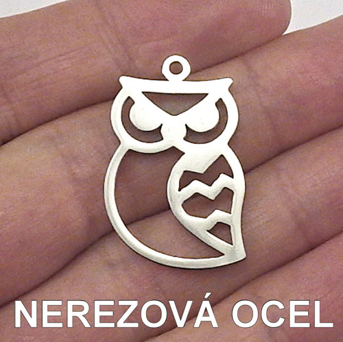 NEREZOVÁ OCEL - přívěsek sova / sovička