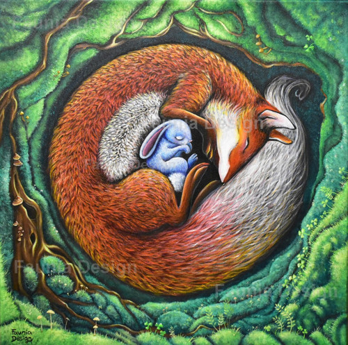 "Liška a zajíček" - 50x50cm — foto 1