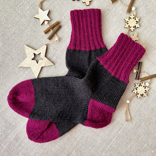 Pletené černé ponožky 35-36 Vlna 50%