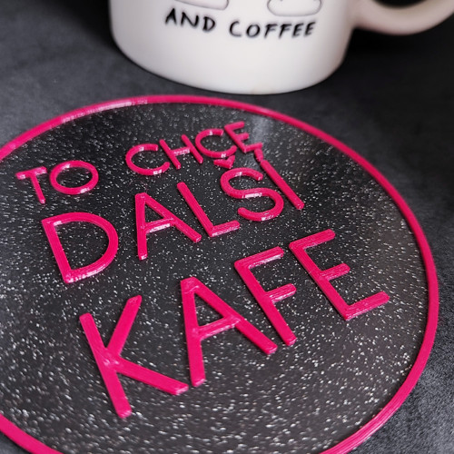 Podtácek "Další kafe" (černá + magenta)