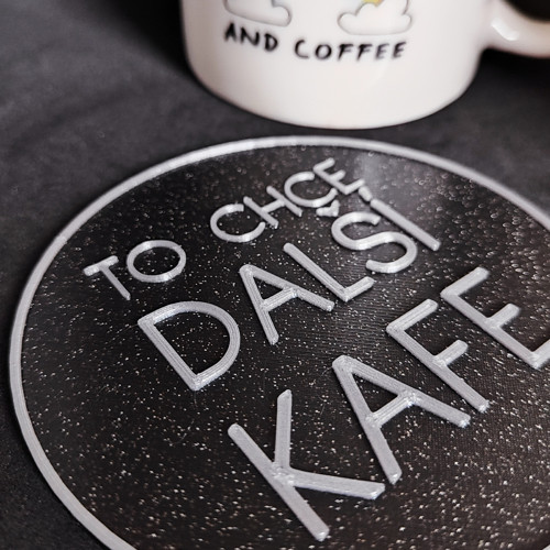 Podtácek "Další kafe" (černá + stříbrná) — foto 1