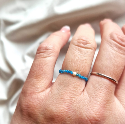 Nejjemnější apatit 1,8 cm*říční perla*prsten