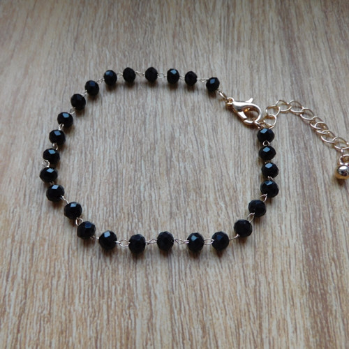 Náramek - černý spinel, nerez