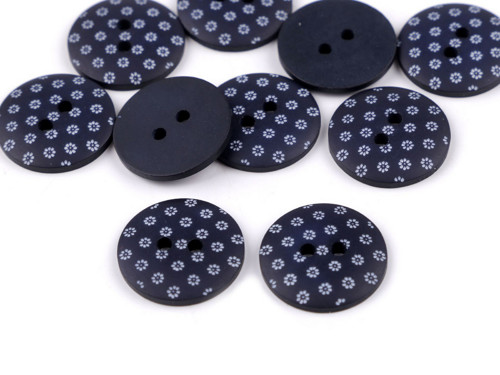Knoflík modrotisk 18 mm (1ks) - květy