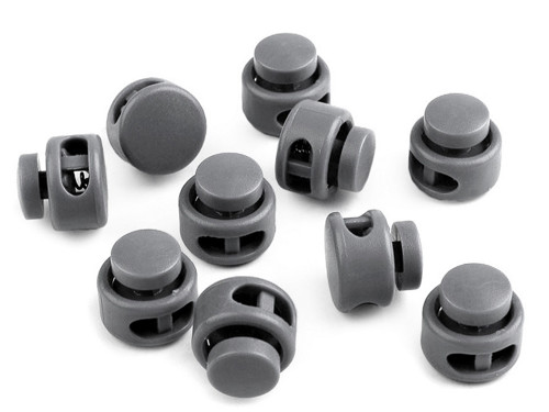 Brzdičky s dvěmi dírkami 13x15mm kulaté-šedá (4ks)