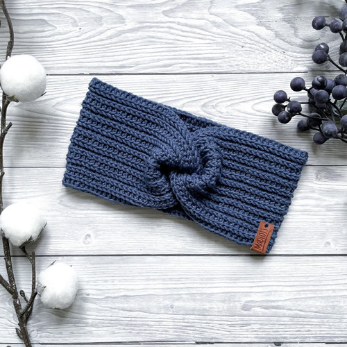 Dámská Boho merino čelenka - denim