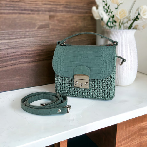 Háčkovaná kabelka/Crossbody 'SOFIA LUX' /tyrkysová