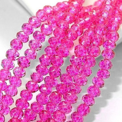 Skleněné korálky 3x3 mm, 100 kusů - fuchsiové