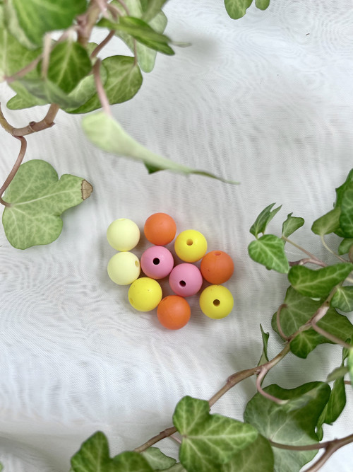 Silikonové korálky - MIX žlutá 12 mm (10 ks)