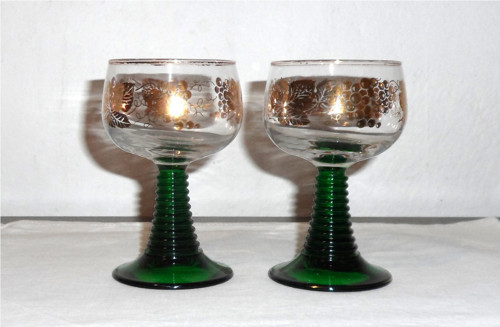 2x SKLENIČKA na nožce, zlacená • Luminarc Crystal