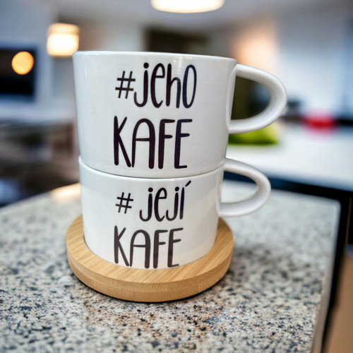 Set hrnků Jeho a její kafe s podtáckem