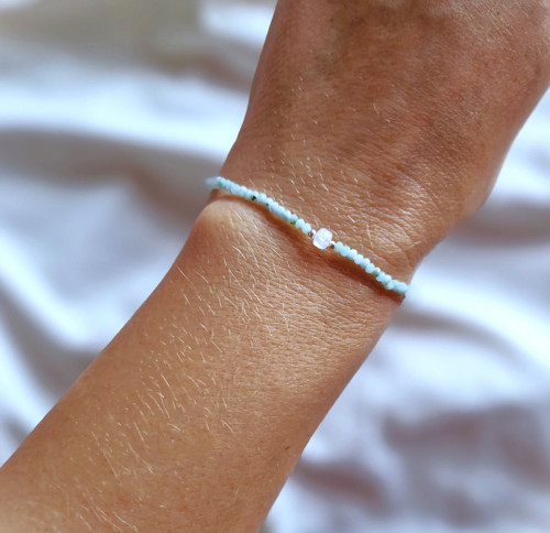 Larimar*měsíční kámen*stříbro*jemný náramek