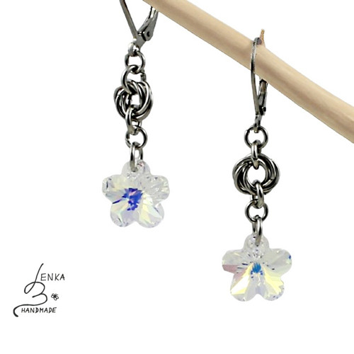 Náušnice Swarovski kytičky Crystal s kroužky