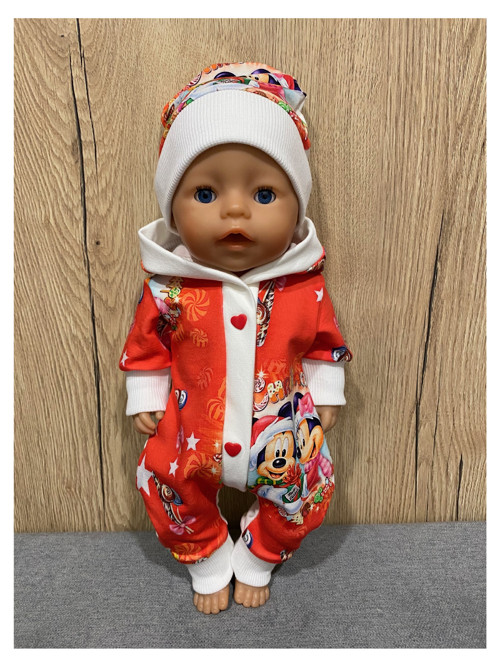 Overal s čiapočkou pro BABY BORN - 43 cm, vianočne