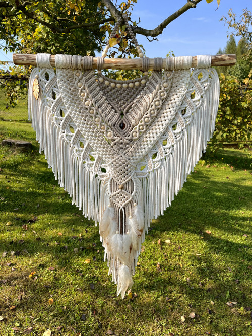 Macrame závěs BÉŽOVÝ INDIÁN 70x90 — foto 1