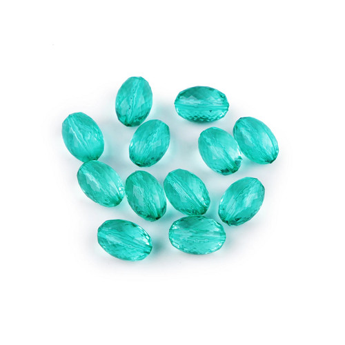Akrylové broušené olivy smaragdové 15mm, 2ks