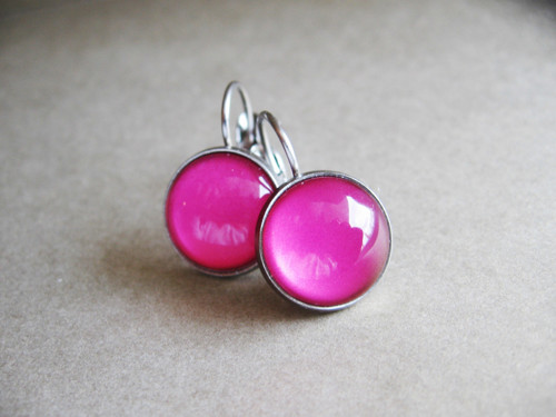 Pink, visací náušnice nerez — foto 1